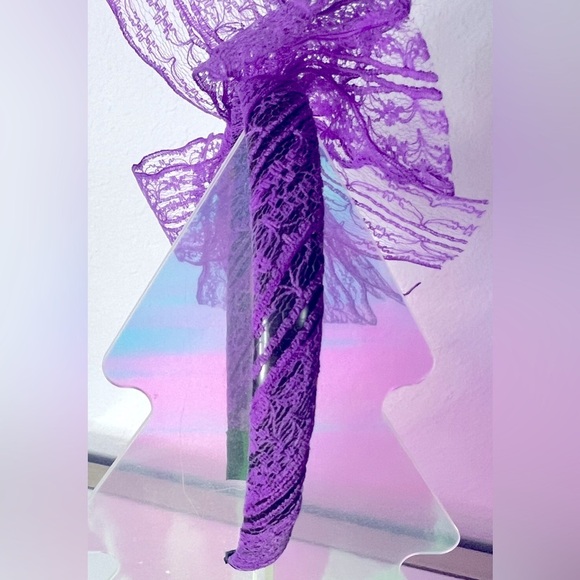 80's Retro Lace Headbands with Bow for Women Hair Accessories NEW - Picture 4 of 8